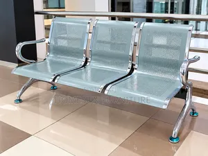 Waiting Bench – 3 Seater Silver Perforated Metal Airport Chair