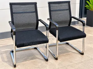 Office Chair – Black Mesh Visitor Seats With Chrome Sled Base