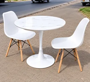 Dining Set – White Marble Effect Tulip Table With 2 Chairs