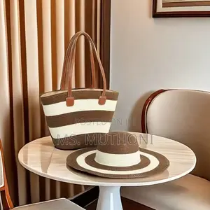 Ladies Summer Straw Hat + Bag Set