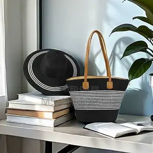 Ladies Summer Straw Hat + Bag Set
