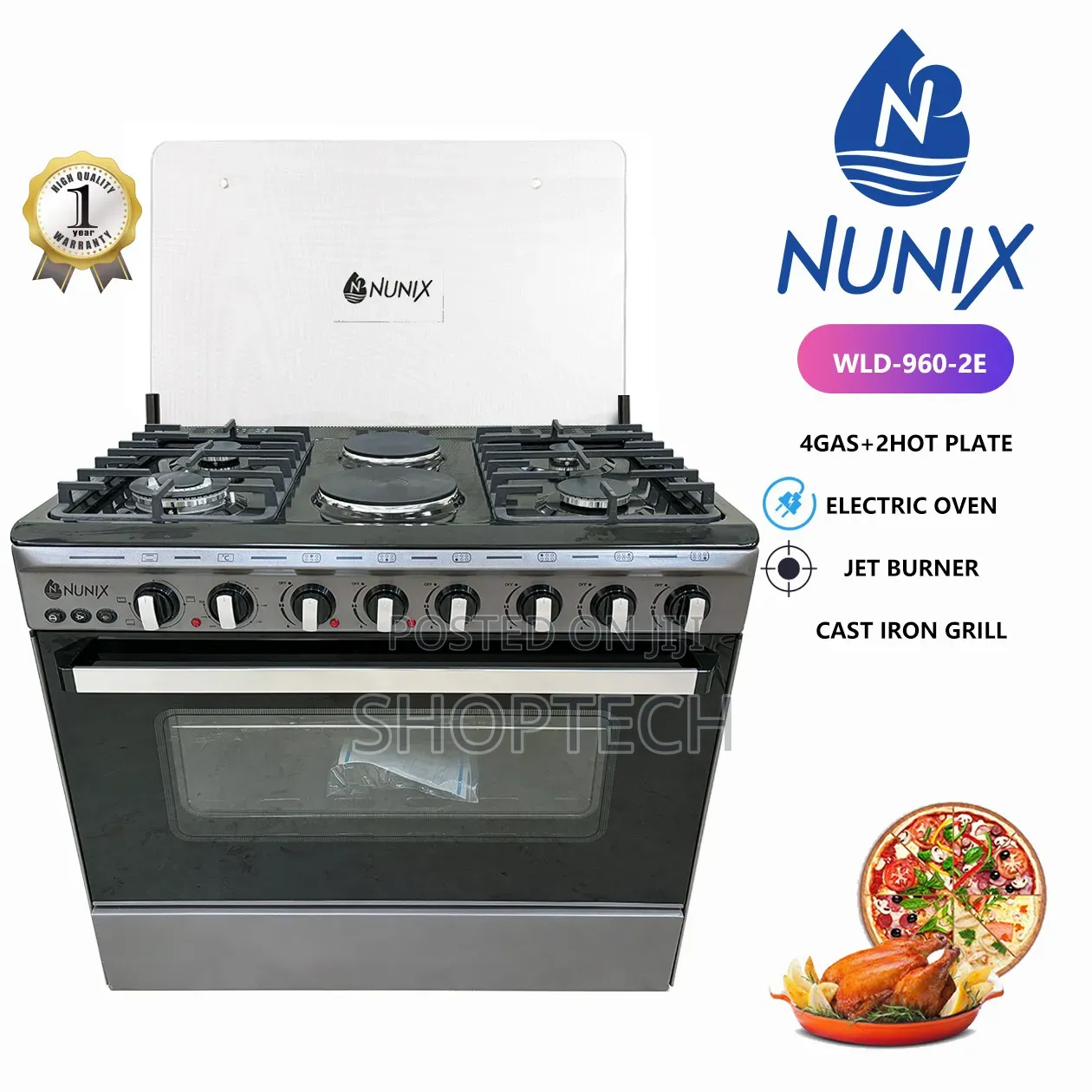 60*90 Nunix Standing Cooker 4+2 :2 Hot Plate With 4 Burner 120mm
