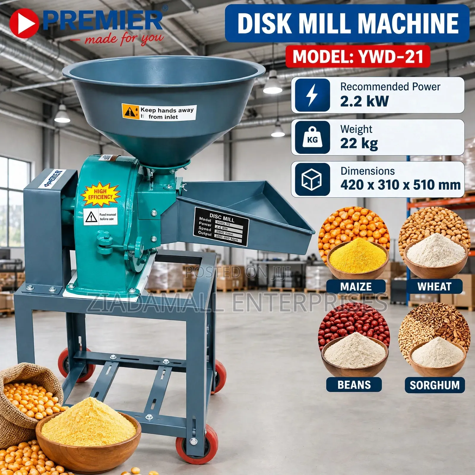 Disk Mill Machine YWD-21 - Maize Wheat - Premier - New