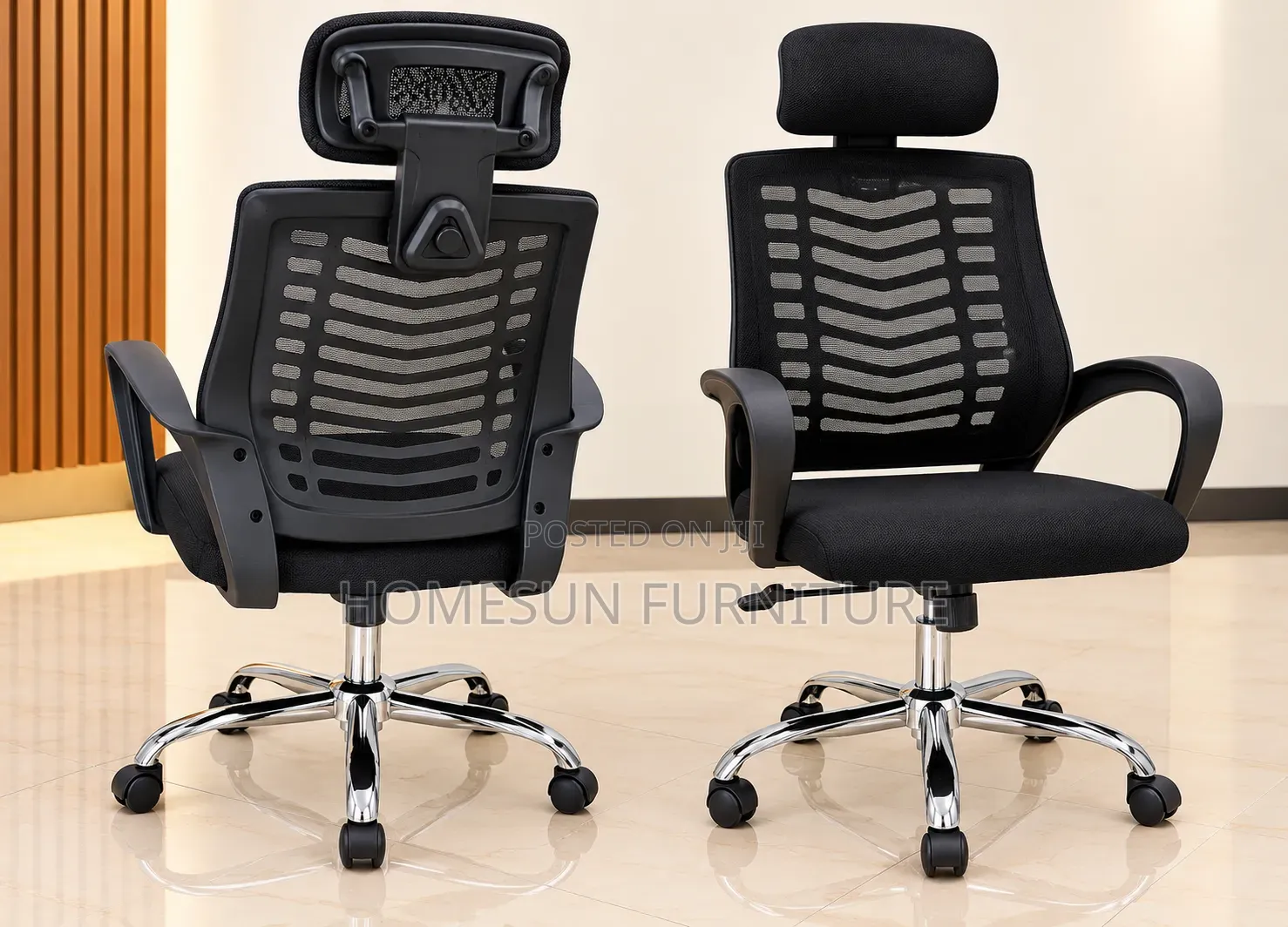 Office Chair Ergonomic Mesh Back With Headrest