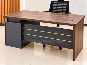 Office Desk Modern Walnut and Charcoal Executive Design