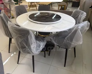 DTC1304-2 Luxury Round Dining Table Set (6-Seater)