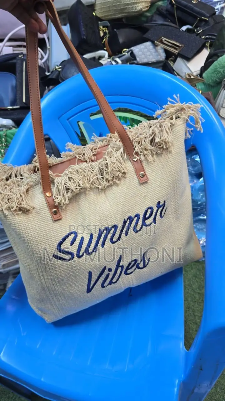 Fringe Trimmed Summer Vibes Canvas Tote Bags
