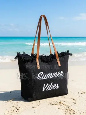 Fringe Trimmed Summer Vibes Canvas Tote Bags