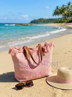 Fringe Trimmed Summer Vibes Canvas Tote Bags