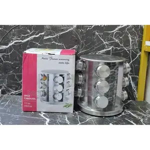 360° Rotatable Stainless Steel Spice Rack Organizer