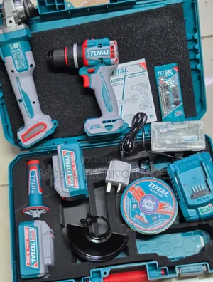 TOTAL 2-in-1 Brushless Cordless Drill and Angle Grinder Set