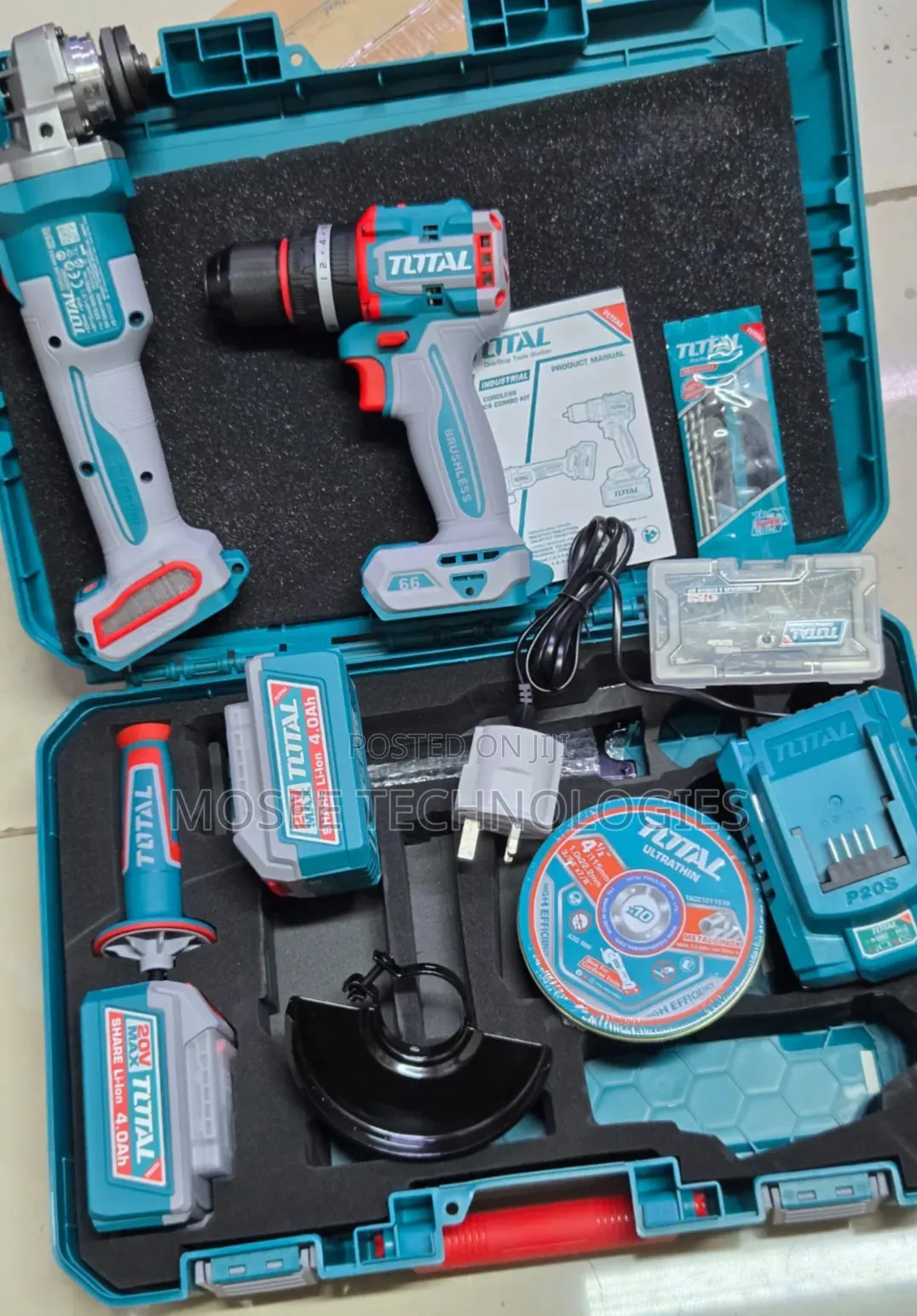 TOTAL 2PCS Professional Brushless Cordless Tool Combo Kit