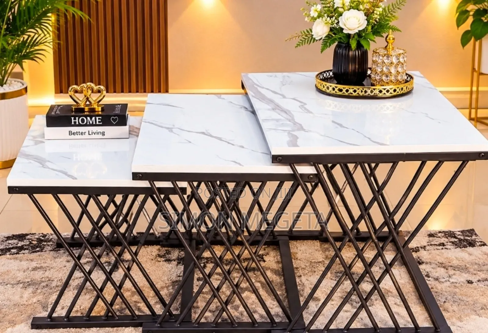 Modern 3 in 1 Executive Squire Pure Marble Table