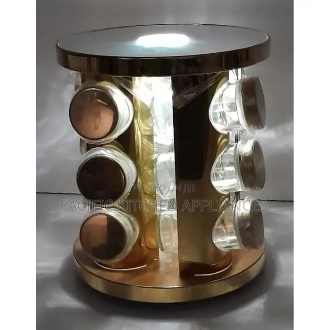 LED ROTATING Spice Rack With 12 Glass Jars