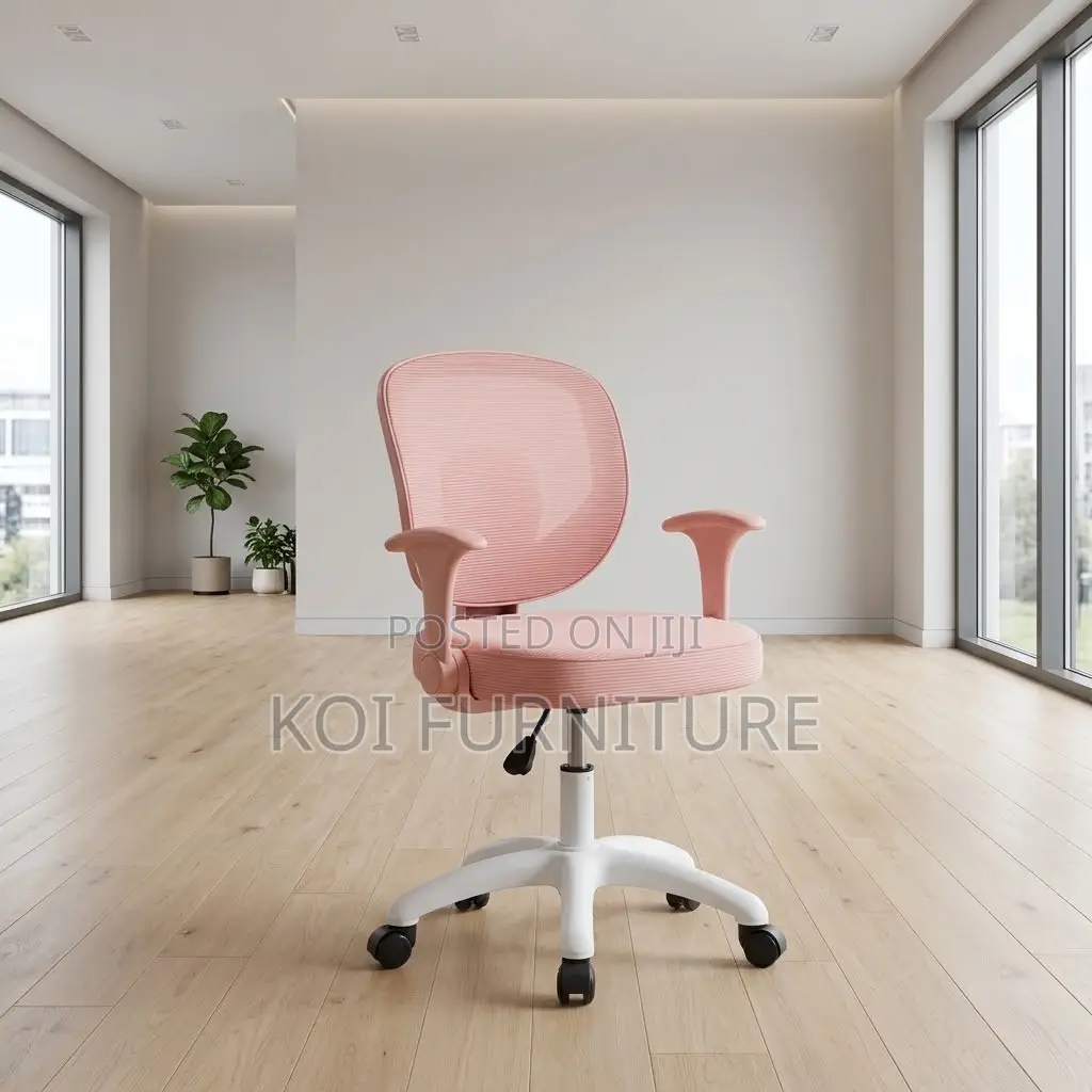 Pink Fabricated Seat | Mid Backrest Ergonomic Adjustable Chair