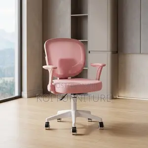 Pink Fabricated Seat | Mid Backrest Ergonomic Adjustable Chair
