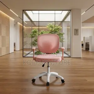 Pink Fabricated Seat | Mid Backrest Ergonomic Adjustable Chair
