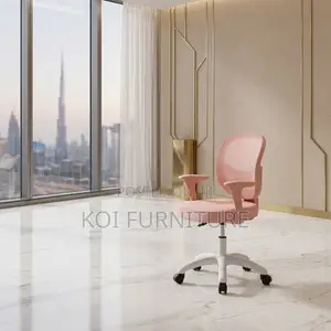 Pink Fabricated Seat | Mid Backrest Ergonomic Adjustable Chair