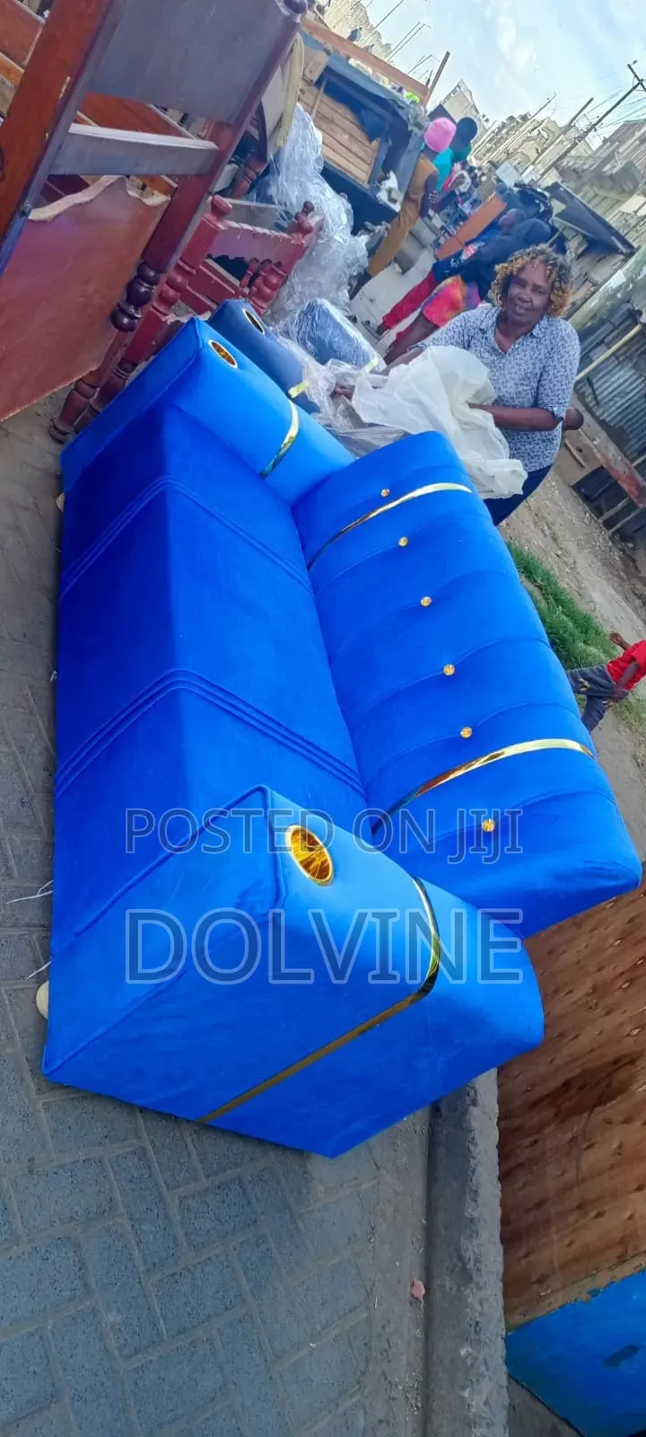 Luxury Royal Blue Sofa Set – Available for Sale!