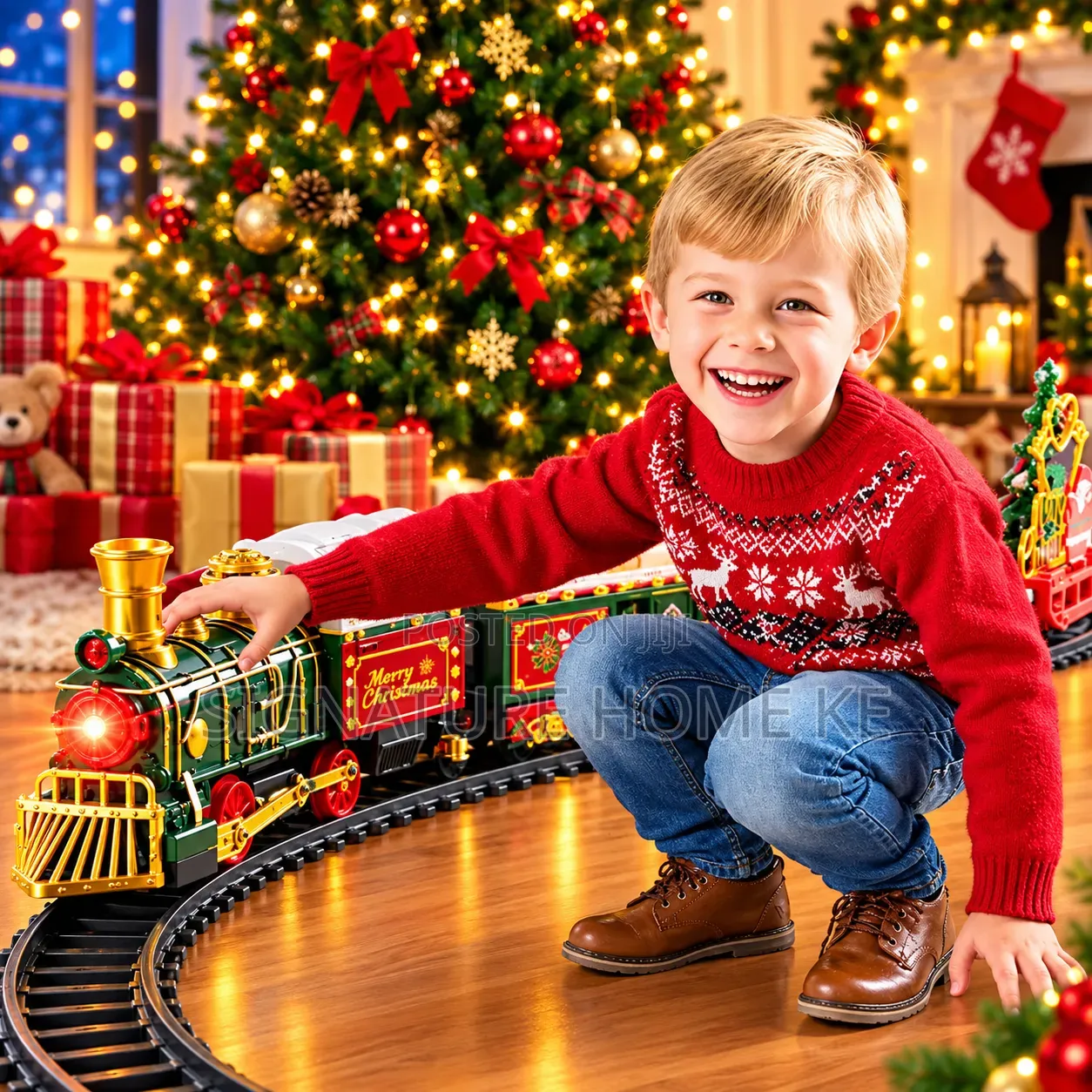 Electric Battery Powered Train Toy Christmas Train Engine Railway