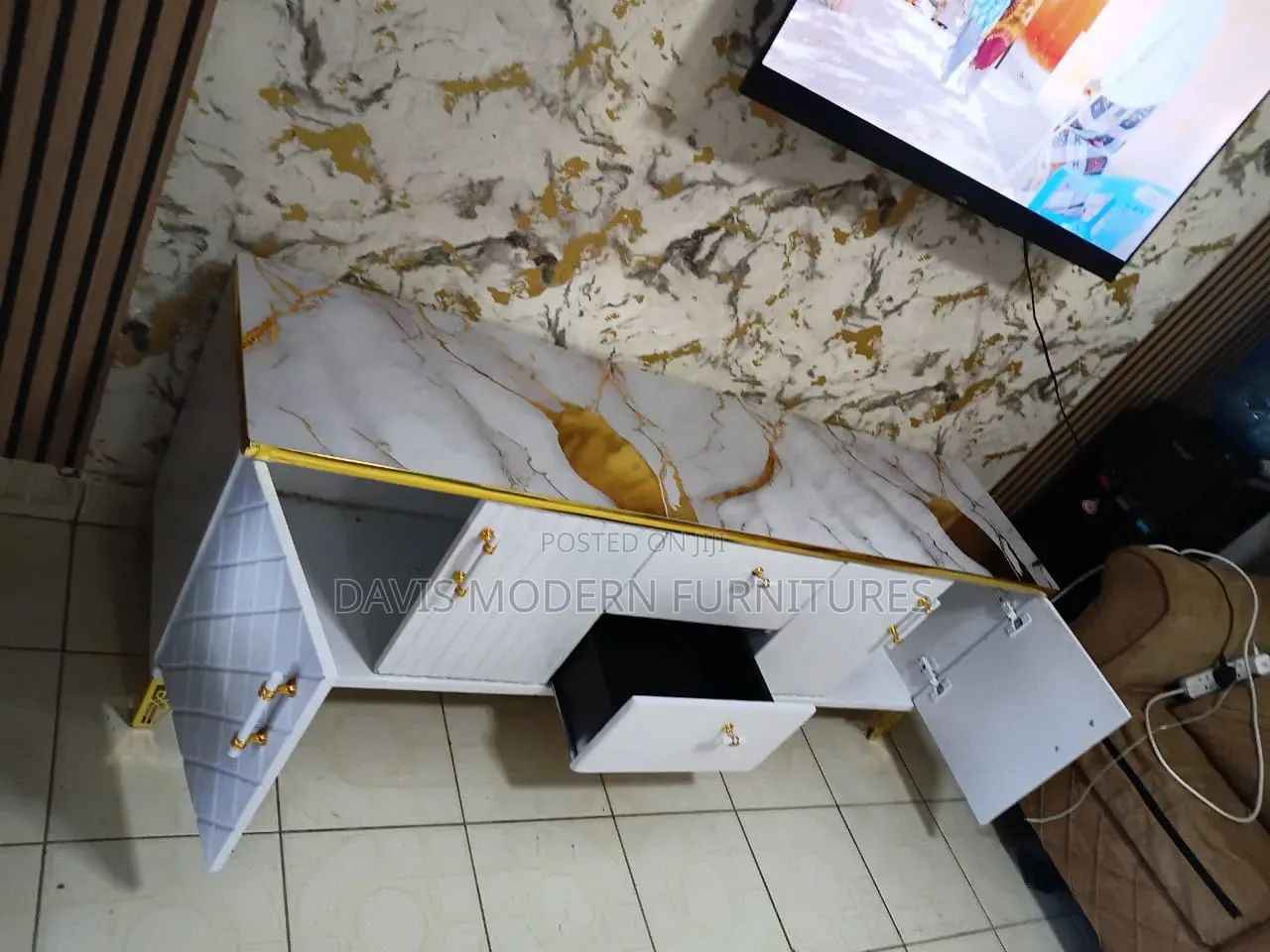 Marble -Top TV Stand