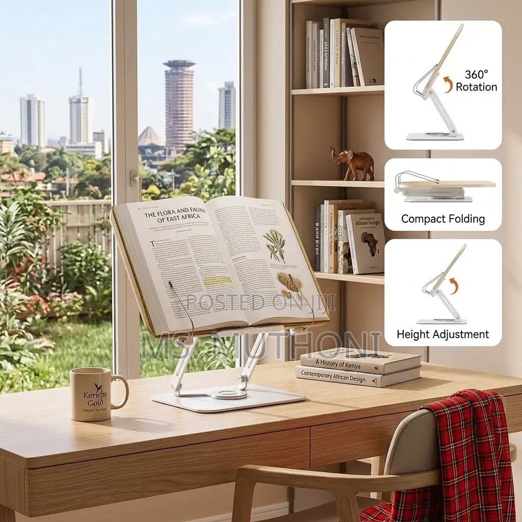  • Hands-Free Foldable Wooden Book Holder / Cookbook Stand