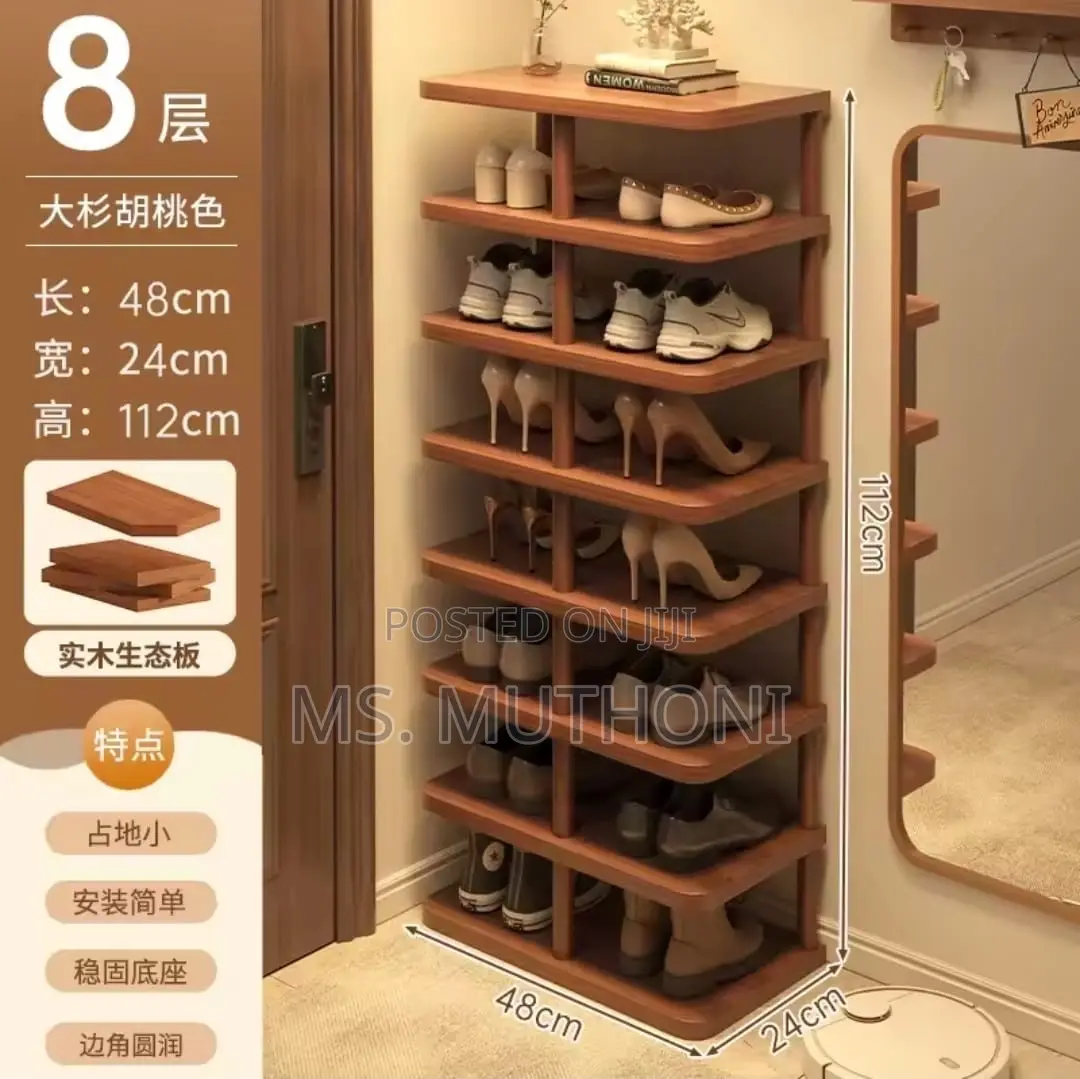 8 Tier Multi Layer Entryway Wooden Shoe Rack -