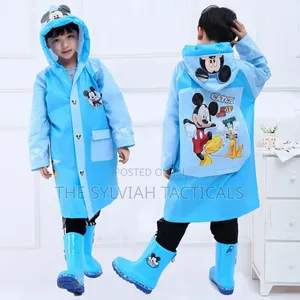 *Inflatable Brim Kids Disney Cartoon Themed Raincoats, With Hat Poncho