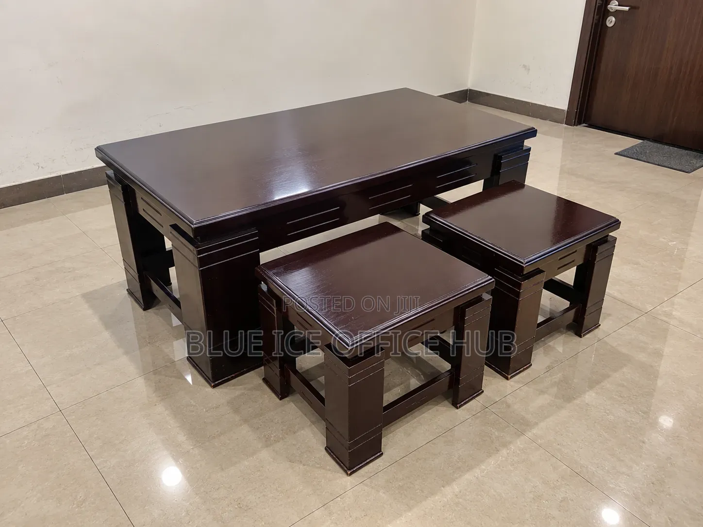 Wooden Brown Coffee Table and Side Tables