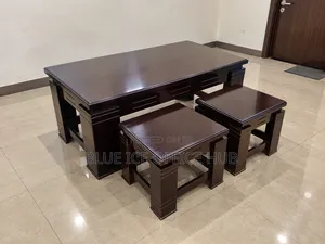 Wooden Brown Coffee Table and Side Tables