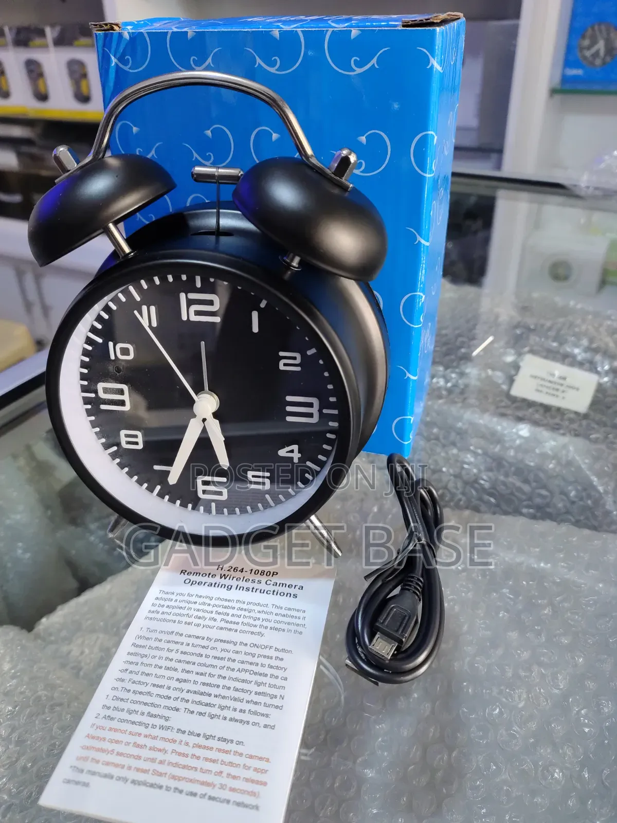 Digital-Style Analog Alarm Clock With Built-in HD Camera – Black