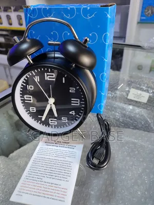 Digital-Style Analog Alarm Clock With Built-in HD Camera – Black