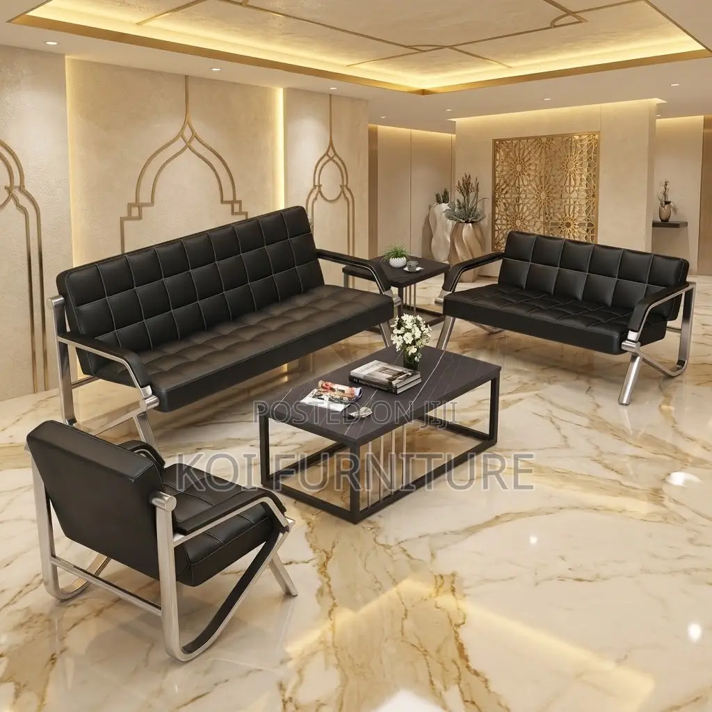 Leather Office Sofa Set | Modern 5 Seaters ( Reception Sofa Set )
