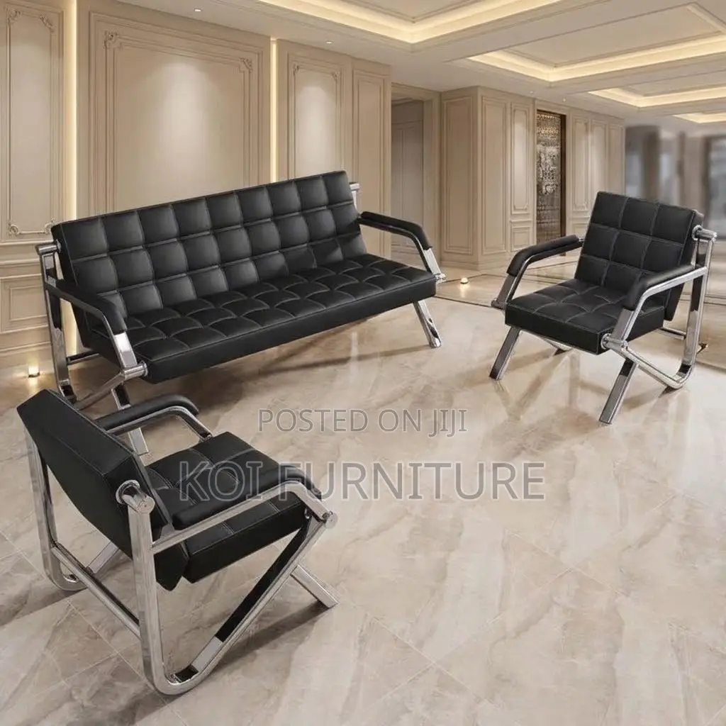 Leather Office Sofa Set | Modern 5 Seaters ( Reception Sofa Set )