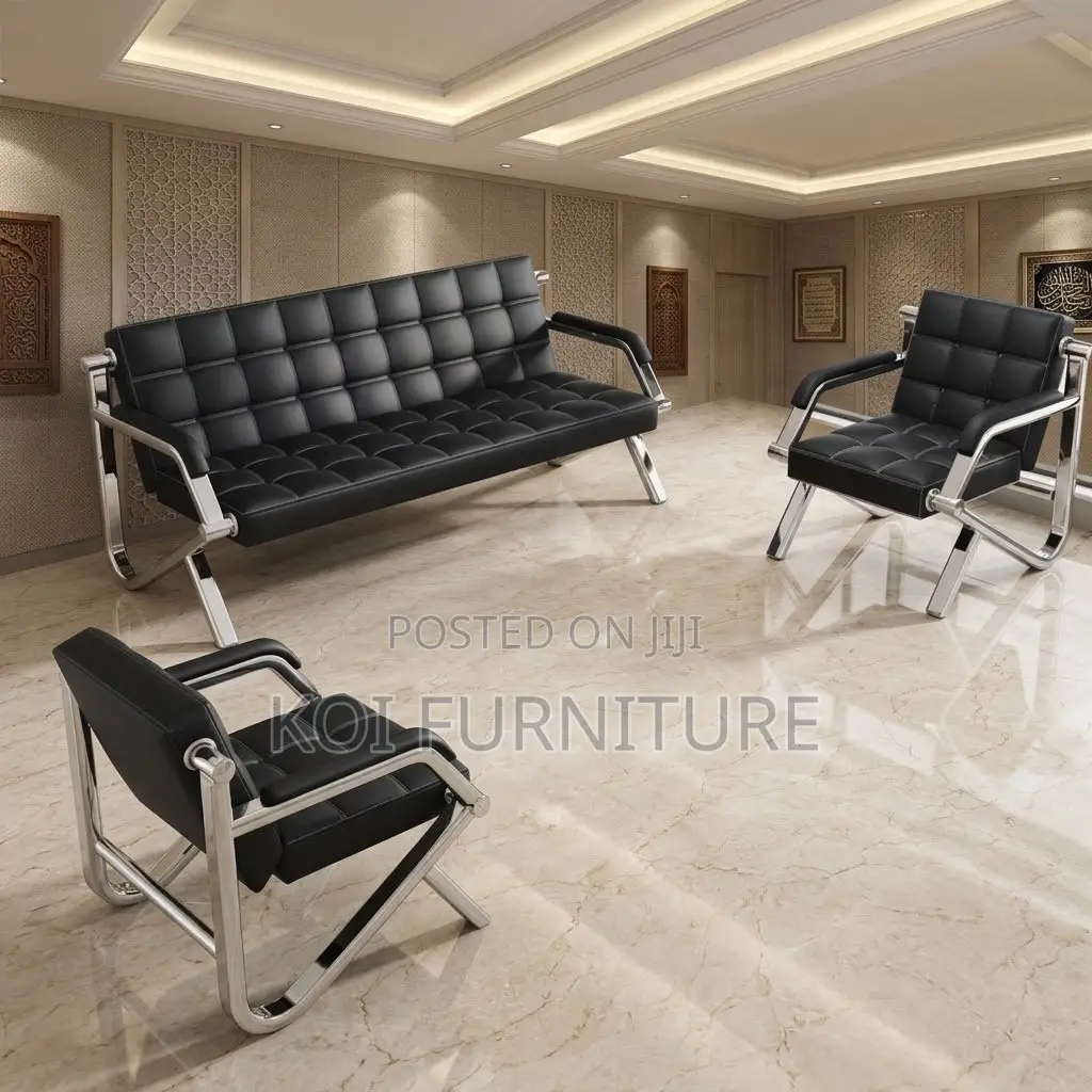 Leather Office Sofa Set | Modern 5 Seaters ( Reception Sofa Set )