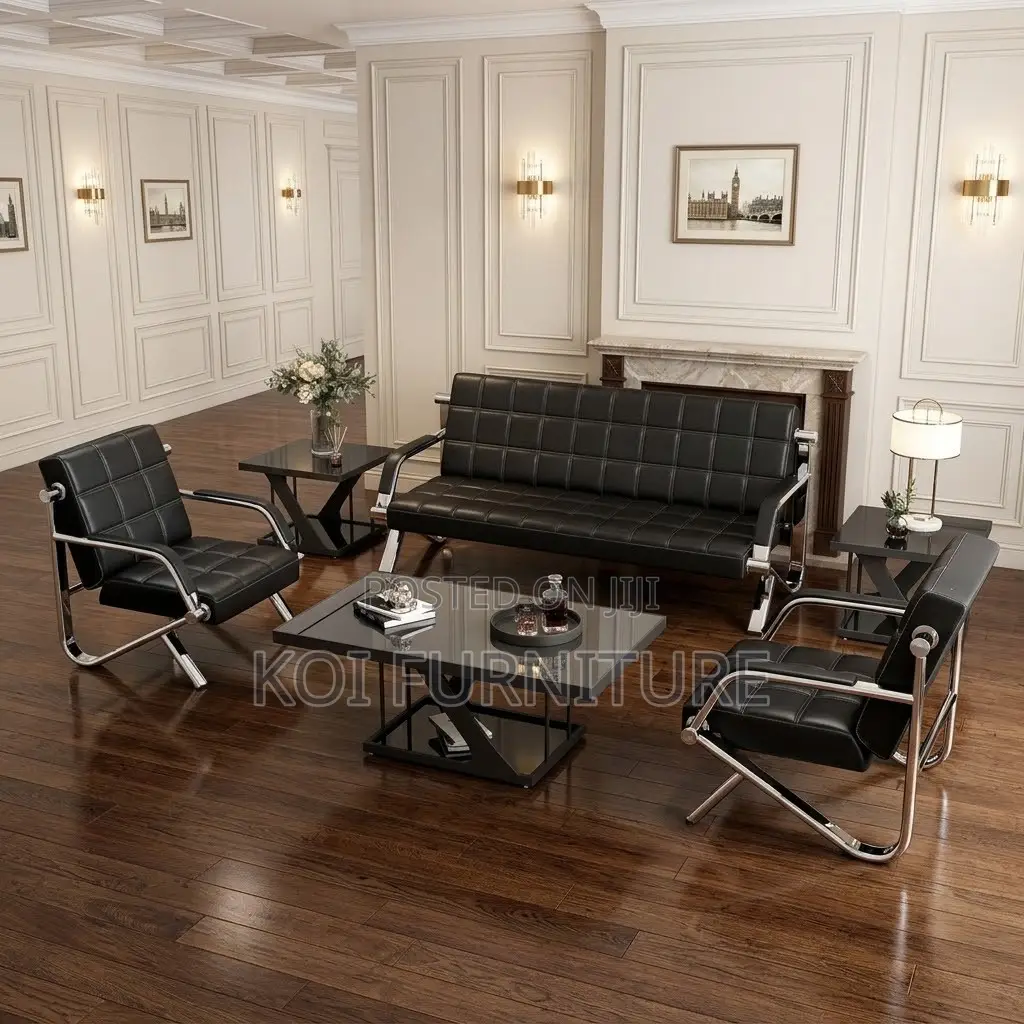Leather Office Sofa Set | Modern 5 Seaters ( Reception Sofa Set )