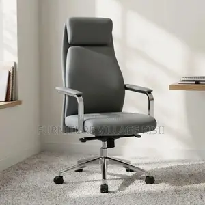 Gray Leather Executive Office Desk