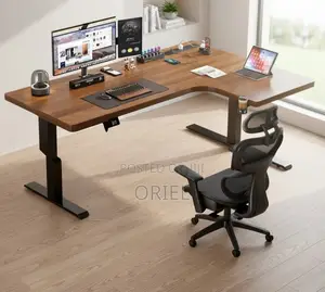 Electric Office Desk : 1400MM Motorized L-Shaped Office Table