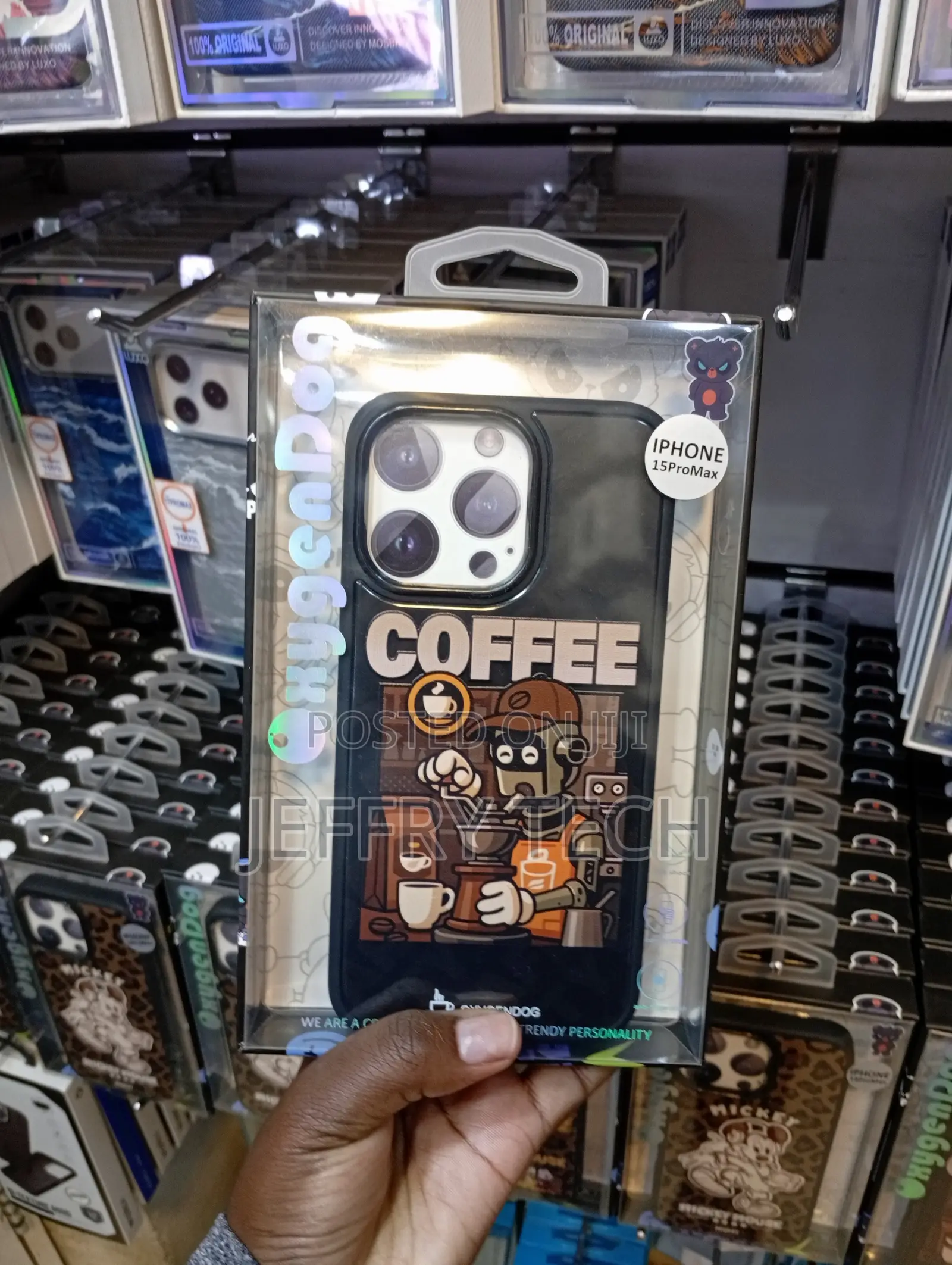 OxygenDog Coffee Robot ShockproofCase for the iPhone 15 Pro Max.