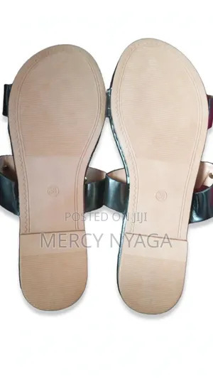 Black Gold Buckle Flat Sandals