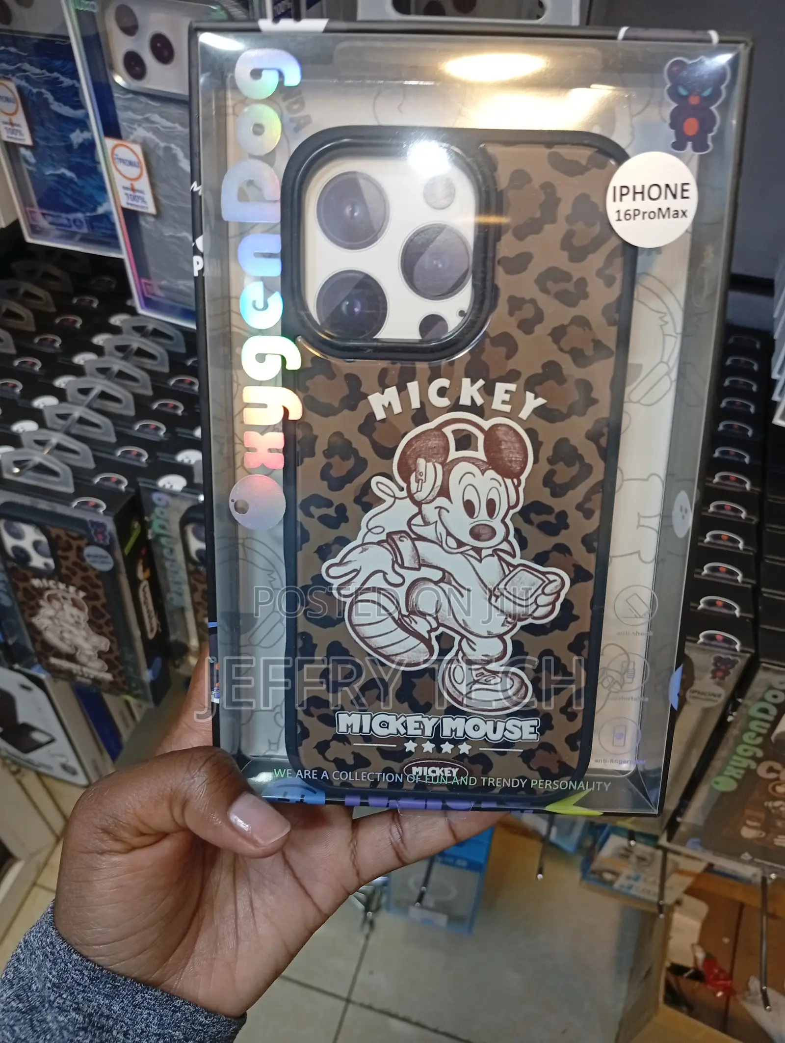 Mickey Mouse Leopard-Print Camo Phone Case by for iPhone 16 Pro Max.