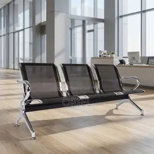 Office Bench : Black Steel Reception Bench