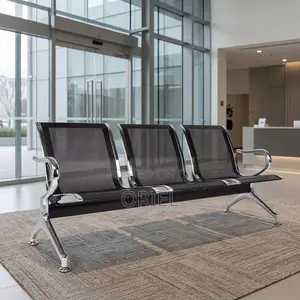 Office Bench : Black Steel Reception Bench