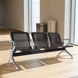 Office Bench : Black Steel Reception Bench