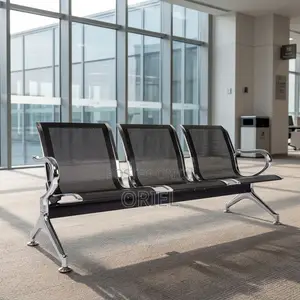 Office Bench : Black Steel Reception Bench