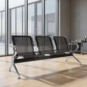 Office Bench : Black Steel Reception Bench