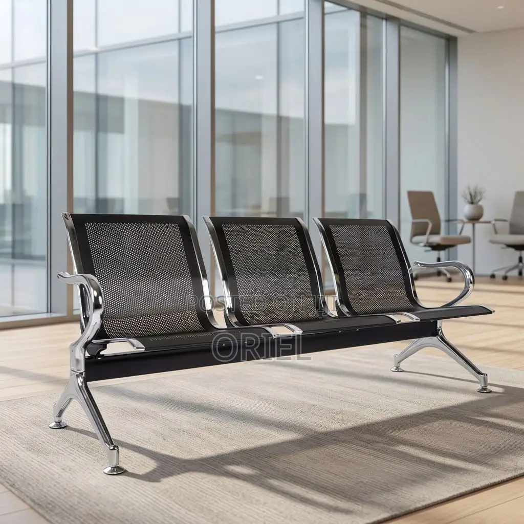 Office Bench : Black Steel Reception Bench
