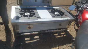 Commercial Two-Burner Stainless Steel Gas Cooker With Cast Iron Grills