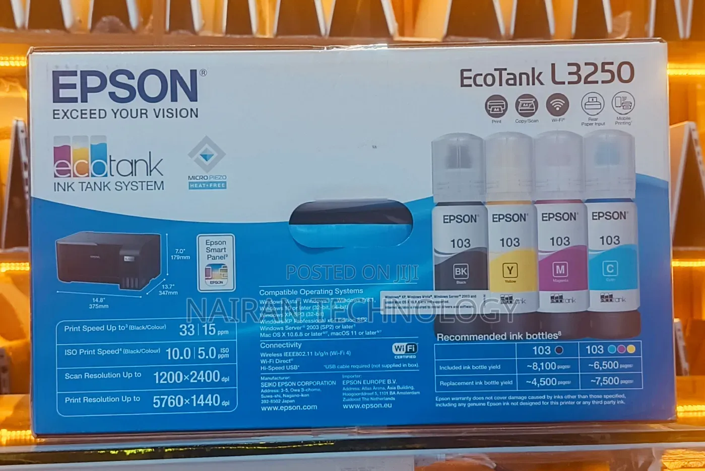 Epson Ecotank L3250 – All-in-One Wireless Printer