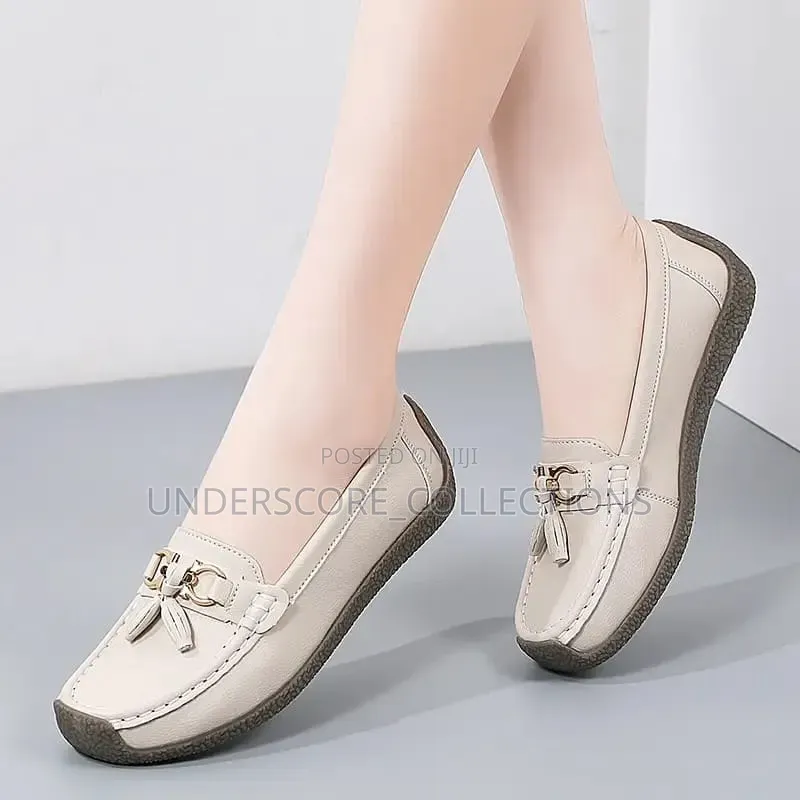 Beige Women's Tassel Loafers
